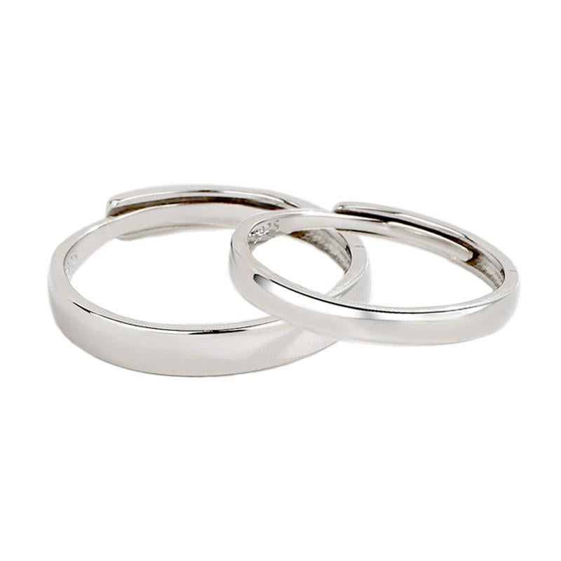 S925 Sterling Silver Simple Smooth Couple Ring Adjustable - 626 weddingring(45%)