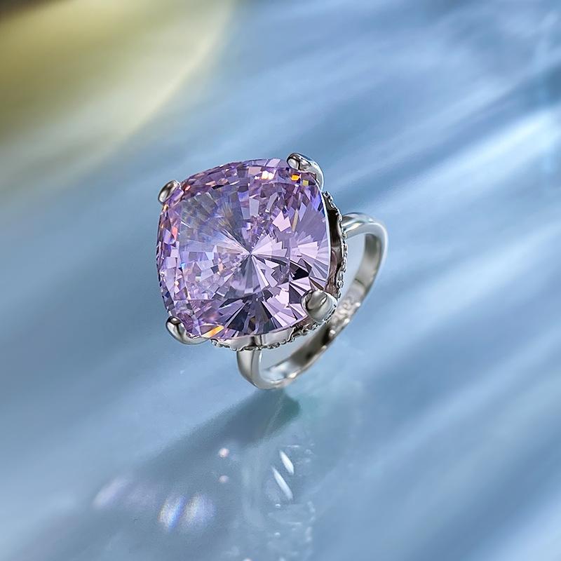 S925 Sterling Silver Radian Cut High Carbon Ring 15*15 8A Cubic Zirconia Ring fashion jewelry accessory woman girl promise ring-396(35%)