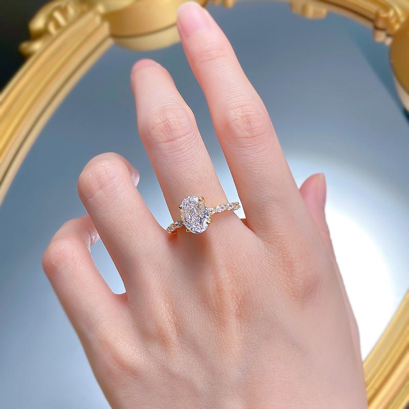 S925 Sterling Silver Oval Cut Oval Ring 7*10mm 6A Cubic Zirconia Ring-343(35%)