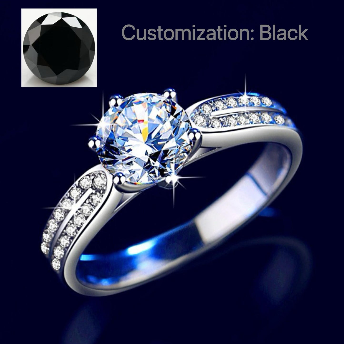 NO.115 S925 Sterling Silver Star Queen Ring Synthetic Moissanite Ring fashion jewelry accessory woman girl promise ring Springtok