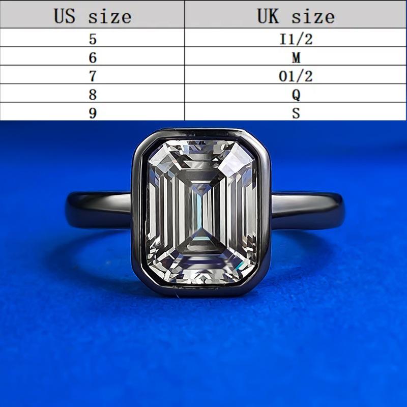 S925 Sterling Silver Black Golden Grandma Cut Square Ring 7*9mm 6A Cubic Zirconia Ring-361(35%)