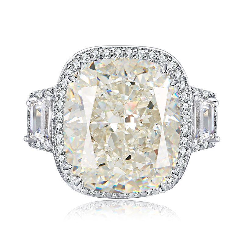 S925 Sterling Silver Big Ice Flower Cut Fat Square 12*14mm 8A Cubic Zirconia Ring-114(45%)