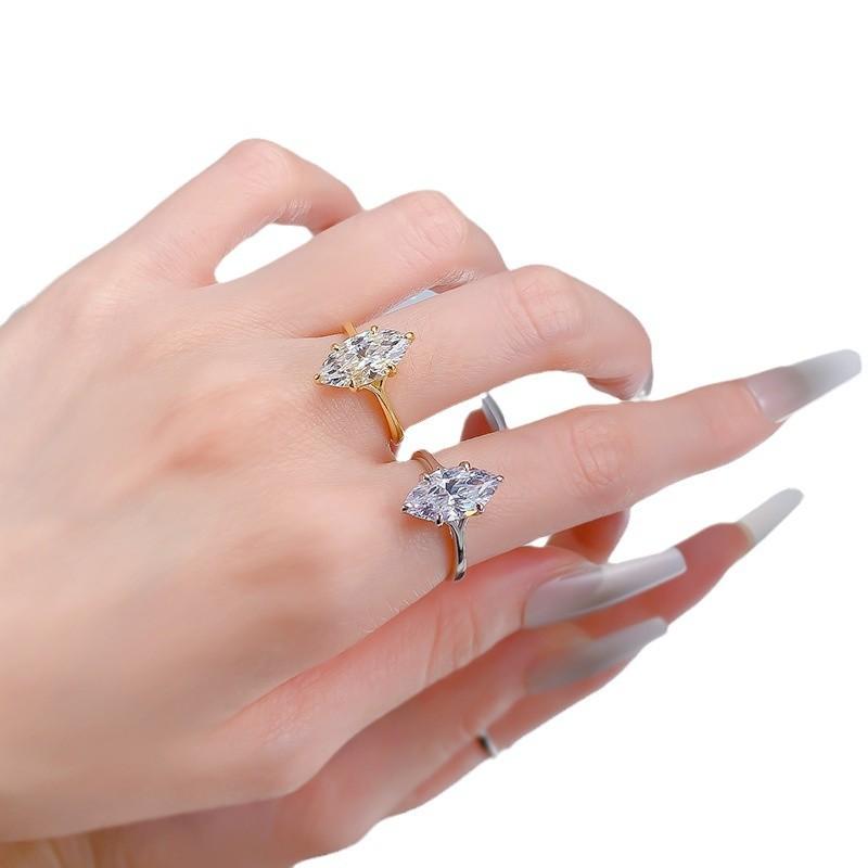NO.11 S925 Marquise Ring 7*14mm 6A Cubic Zirconia Ring Plain Circle fashion jewelry accessory woman girl promise ring Springtok