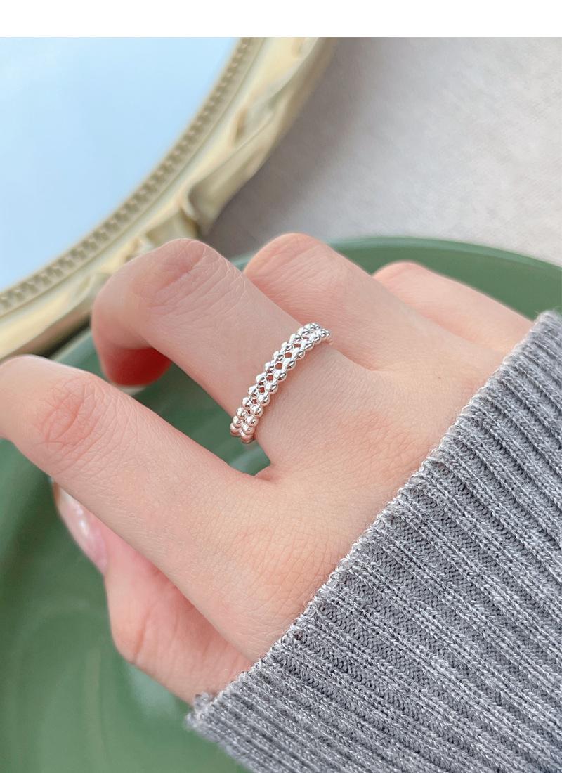 S925 Sterling Silver Double Layer Round Bead Ring Female Open Ring -544(45%)