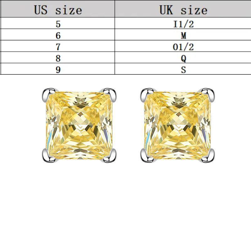 S925 Sterling Silver Ice Flower Cut Simple Princess Square Stud Earrings 6 * 6mm 8A Cubic Zirconia Stud Earrings Daily Life Earrings(35%)-644