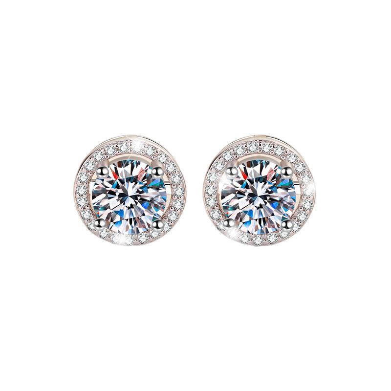 9. S925 Sterling Silver High Grade Synthetic Moissanite Stud Earrings /Round Wrap Style/ /Certified Synthetic Moissanite/High Grade Of D Color E Cut VVS1 Clarity/Superflash Synthetic Moissanite