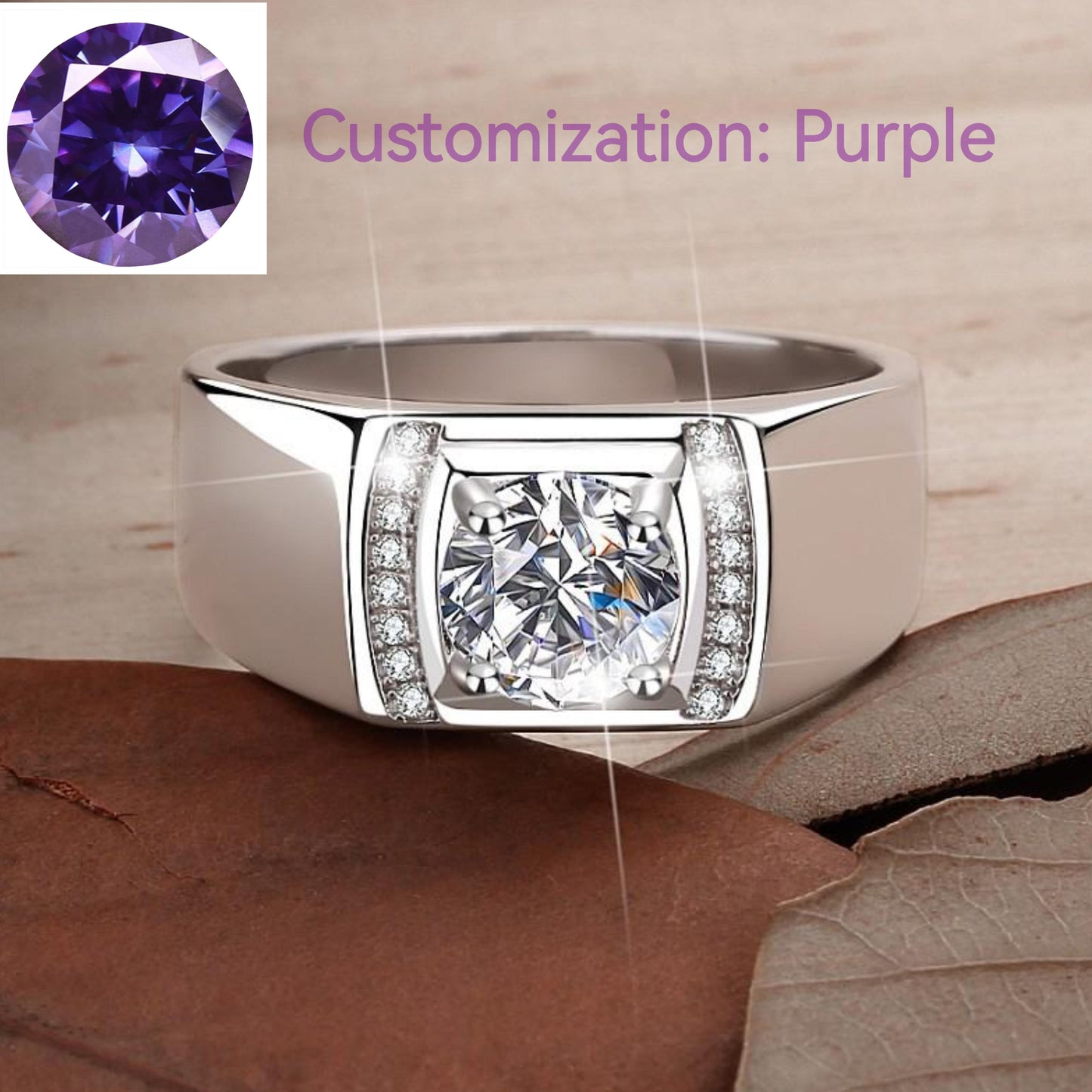 NO.155 S925 Sterling Silver Ring Inlaid with Super Flash Synthetic Moissanite fashion jewelry accessory promise ring Springtok Men's Ring