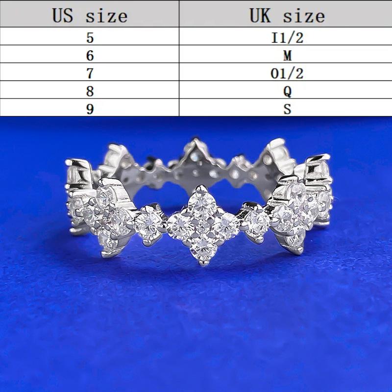 S925 Silver Four-Leaf Flower Ring Band Ring Wide Ring 6A Cubic Zirconia Ring fashion jewelry accessory woman girl promise ring Springtok-278(35%)