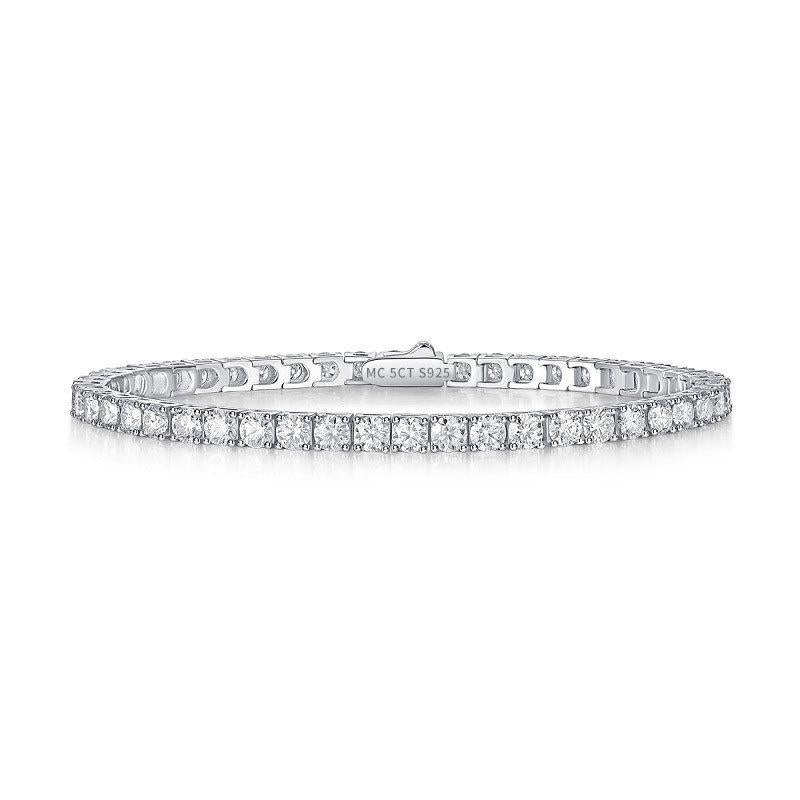 S925 Sterling Silver Synthetic Moissanite Tennis Bracelet-302(1%)