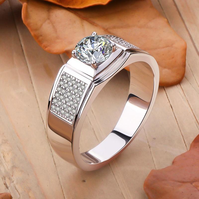 NO.158 Synthetic Moissanite Sterling Silver Little Starry Ring Couple Ring fashion jewelry accessory promise ring Springtok Men's Ring