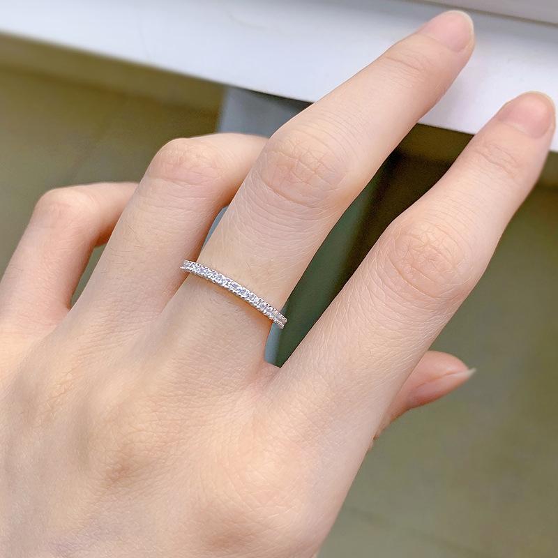 NO.091 S925 Sterling Silver Full Ring 6A Cubic Zirconia Ring fashion jewelry accessory woman girl promise ring Springtok