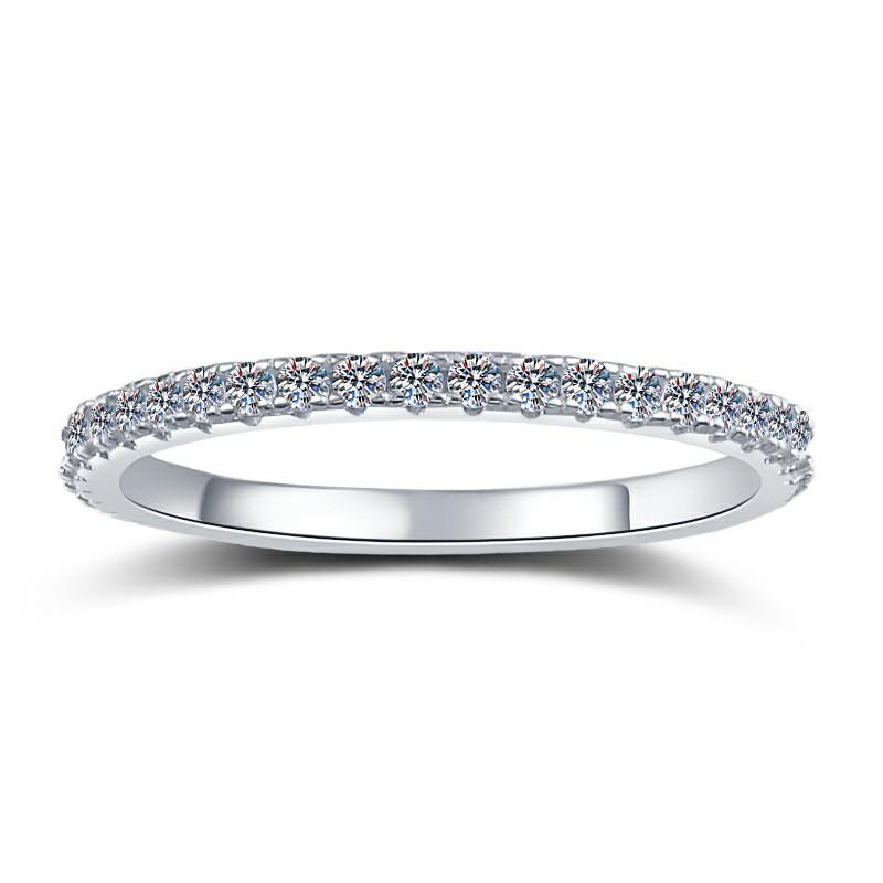 S925 Sterling Silver One-word Plated Band Ring Synthetic Moissanite Ring-570(35%)