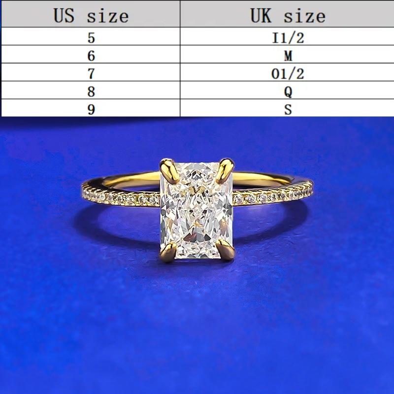 S925 Sterling Silver Ice Flower Cut Rectangular Ring 6*8mm 6A Cubic Zirconia Ring-196(35%)