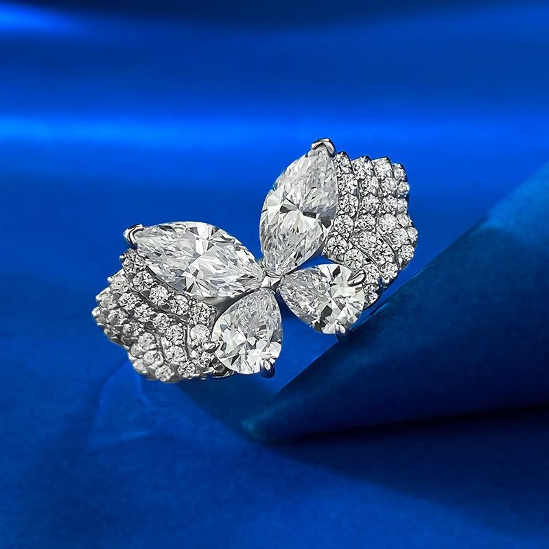 S925 Silver Horse Eye Cut Phantom Butterfly Ring 6A Cubic Zirconia Ring fashion jewelry accessory woman girl promise ring -269(35%)