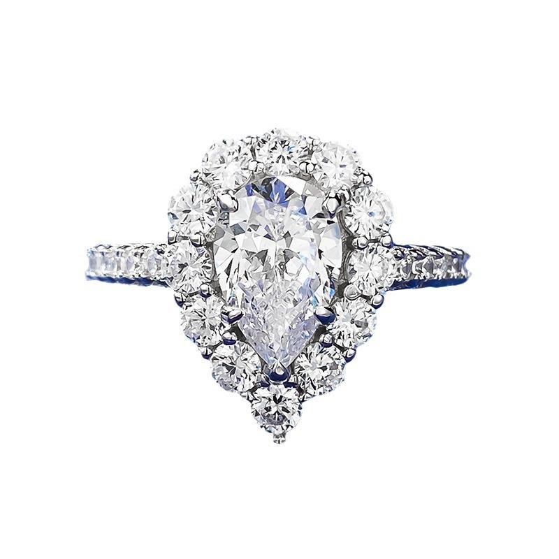 S925 Sterling Silver Pear-shaped Water Drop 6*9mm 6A Cubic Zirconia Ring-137(45%)