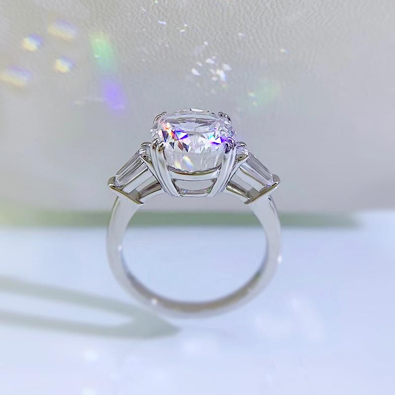 S925 Sterling Silver Ice Flower Cut Oval Four Claws High Carbon Ring 9*11mm 8A Cubic Zirconia Ring-461(25%)