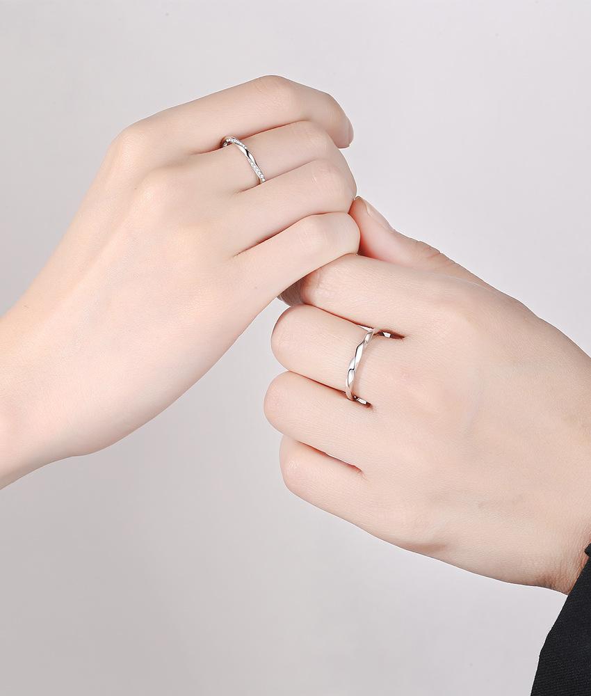 S925 Sterling Silver Mobius Simple Couple Open Ring -481 weddingring(45%)