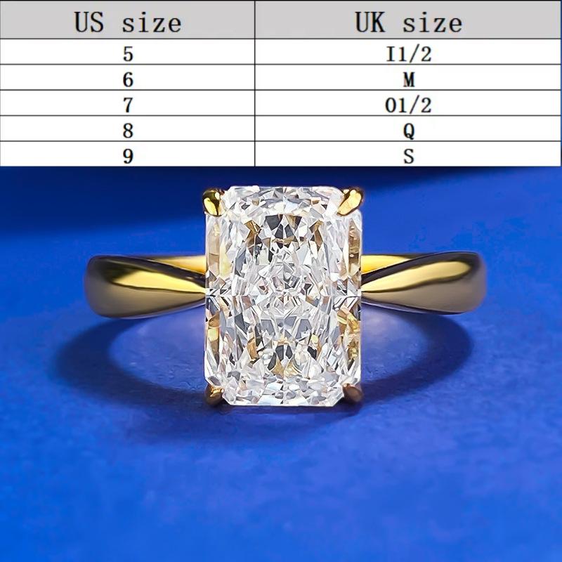 S925 Sterling Silver Ice Flower cut rectangular ring 7*10 8A cubic zirconia ring fashion jewelry accessory woman Girl promise ring springtok-353(35%)