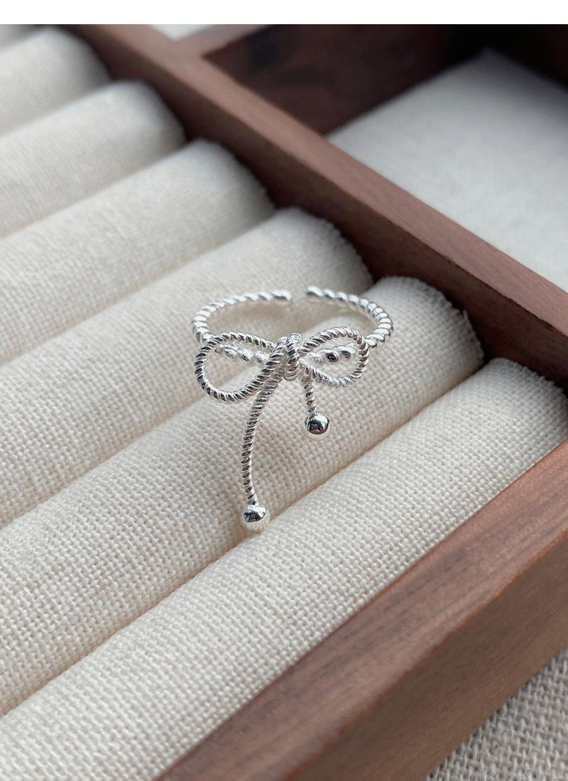 S925 Sterling Silver Bowknot Braided Open Ring for Women - 518(45%)