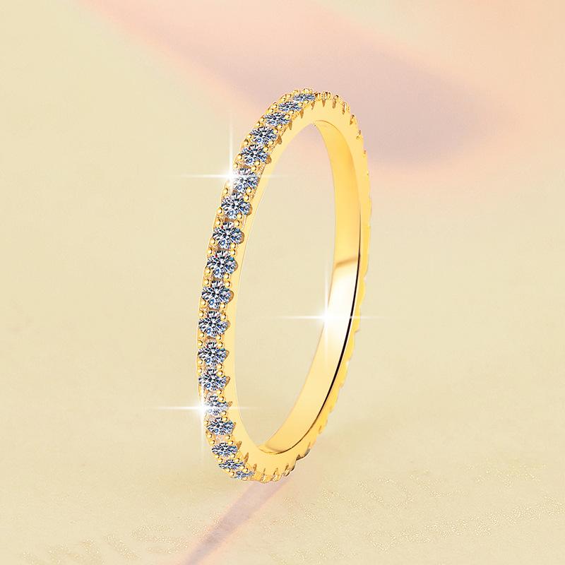 S925 Sterling Silver One-word Plated Band Ring Synthetic Moissanite Ring-570(35%)