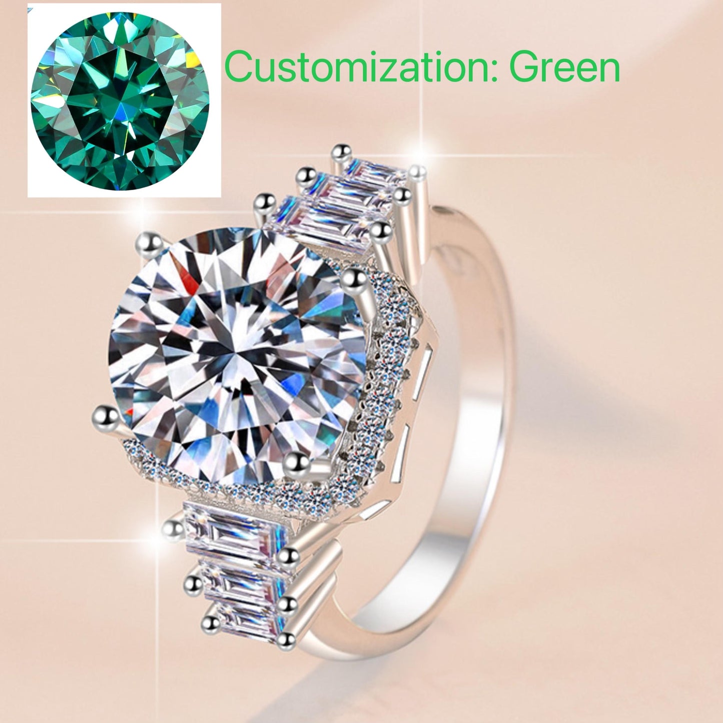 NO.125 S925 sterling silver 5 carat synthetic ring moissanite ring fashion jewelry accessory woman girl promise ring Springtok