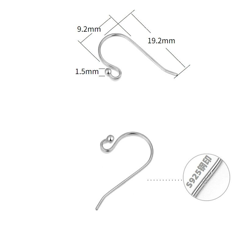 925 sterling silver ear hook, handmade DIY accessory material (2 pairs)