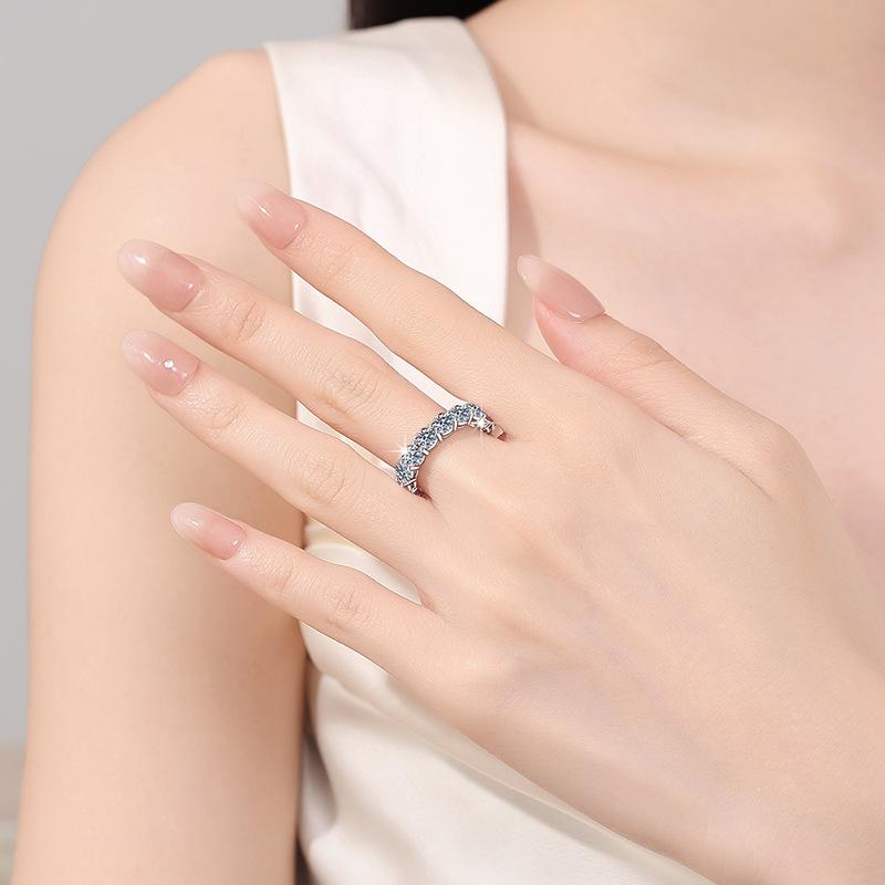 S925 Sterling Silver Band Ring Synthetic Moissanite Ring 4mm-171(35%)