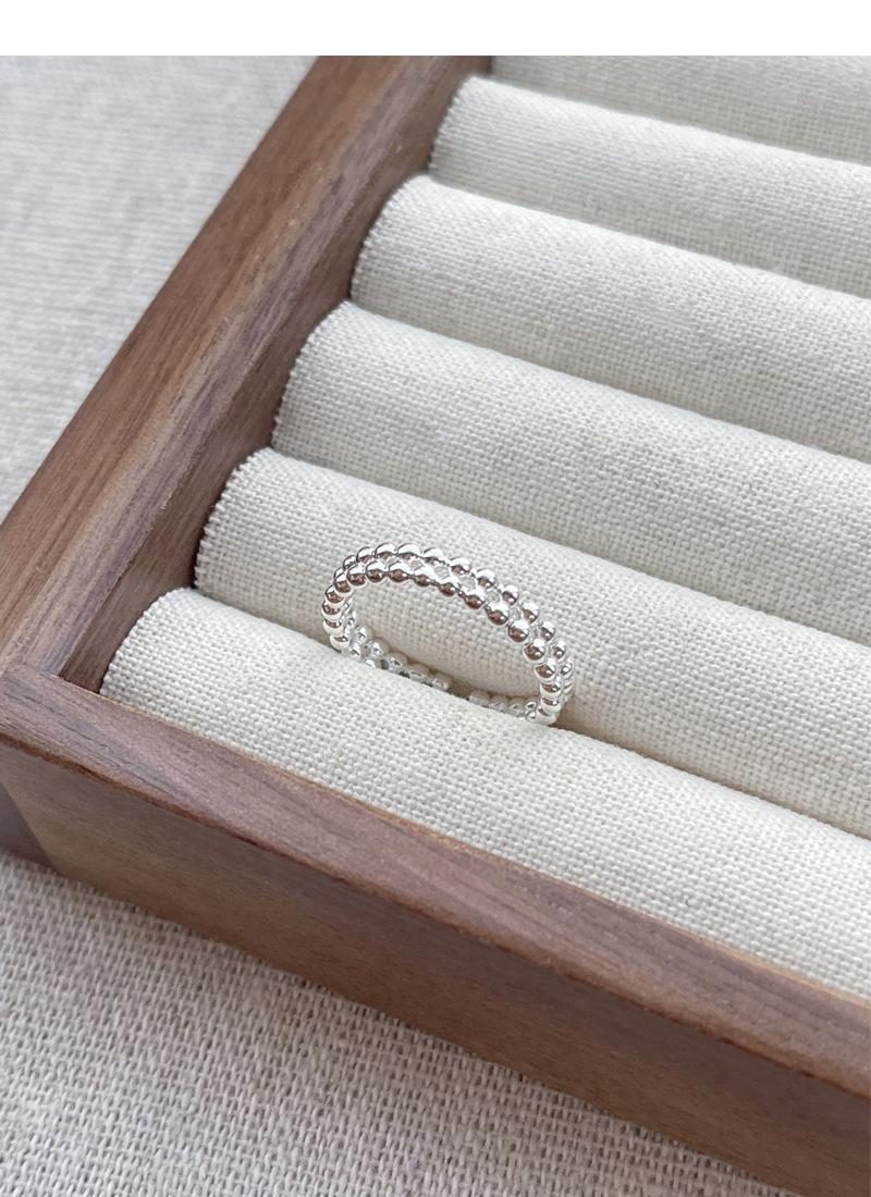 S925 Sterling Silver Double Layer Round Bead Ring Female Open Ring -544(45%)