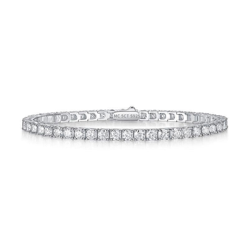 51. S925 Sterling Silver Synthetic Moissanite Tennis Bracelet