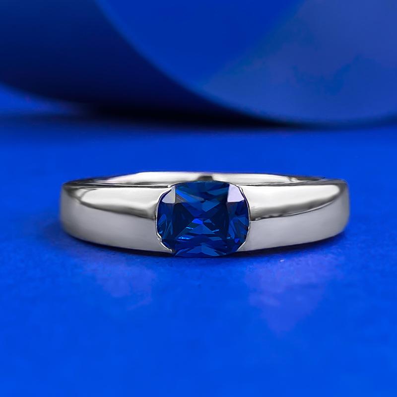 S925 Sterling Silver Blue Oval Cut Oval Ring 5*6mm 6A Cubic Zirconia Ring-470(35%)