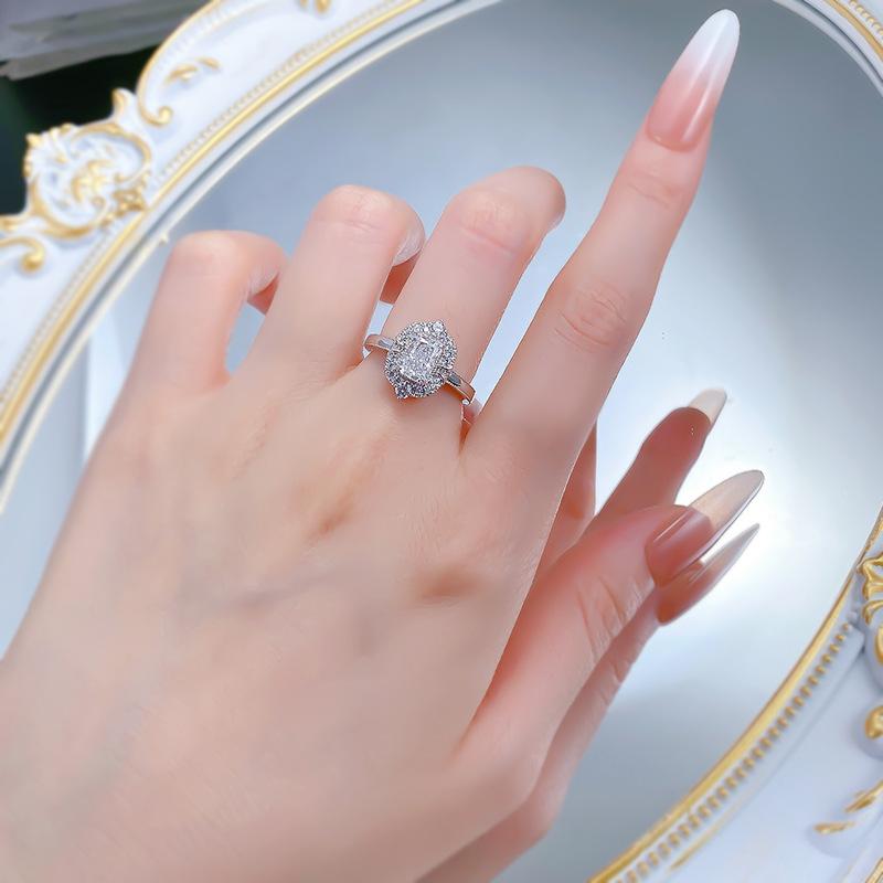 S925 Sterling Silver Ice Flower Cut Square 5*7mm 6A Cubic Zirconia Ring-433(25%)