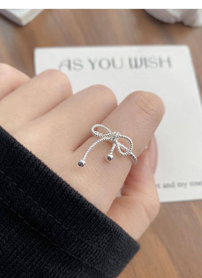 S925 Sterling Silver Bowknot Braided Open Ring for Women - 518(45%)