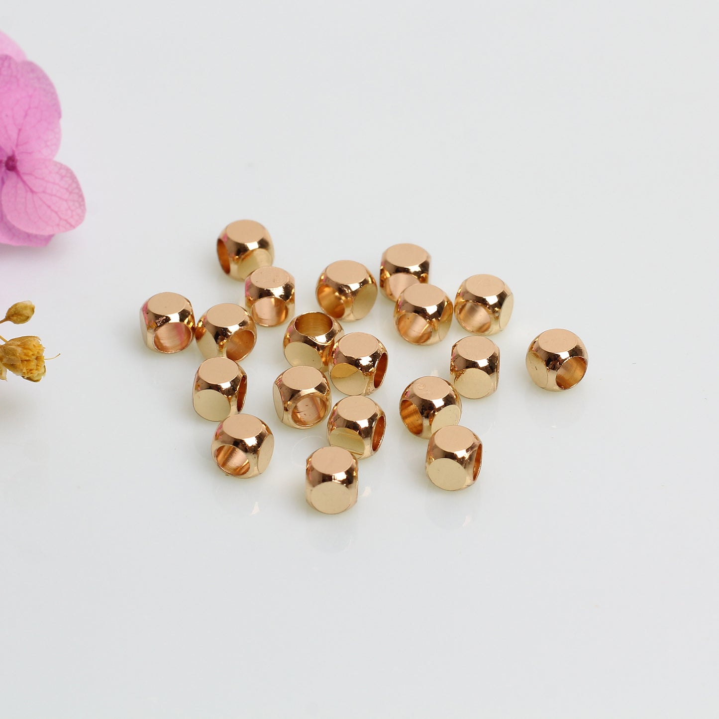 Square Copper Beads For Jewelry DIY，Covered by 14/18K Real Gold