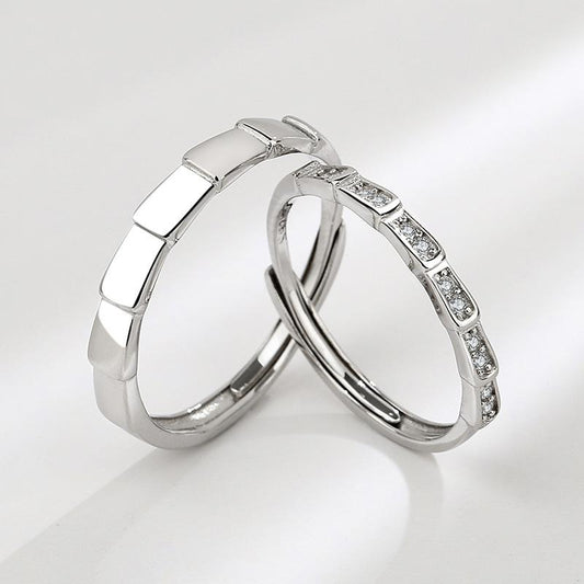 S925 Sterling Silver Simple Couple Ring-531 weddingring(45%)