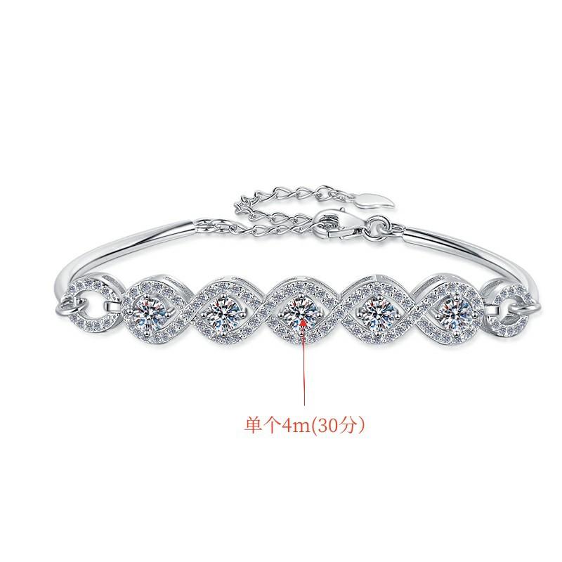 52. S925 Sterling Silver Five Stars Bracelet Synthetic Moissanite Bracelet