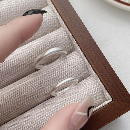 S925 Sterling Silver Vintage Matte Frosted Plain Band Couple Rings Wedding ring- 477(45%)