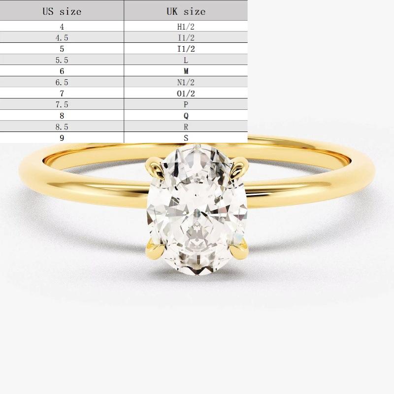 Synthetic Moissanite S925 Sterling Silver Plain Band Oval Ring fashion jewelry accessory woman girl promise ring-121(35%)