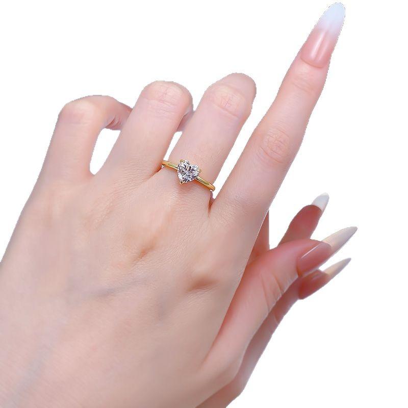 S925 Sterling Silver Heart-shaped Ring 7*7mm 6A Cubic Zirconia Ring-572(35%)