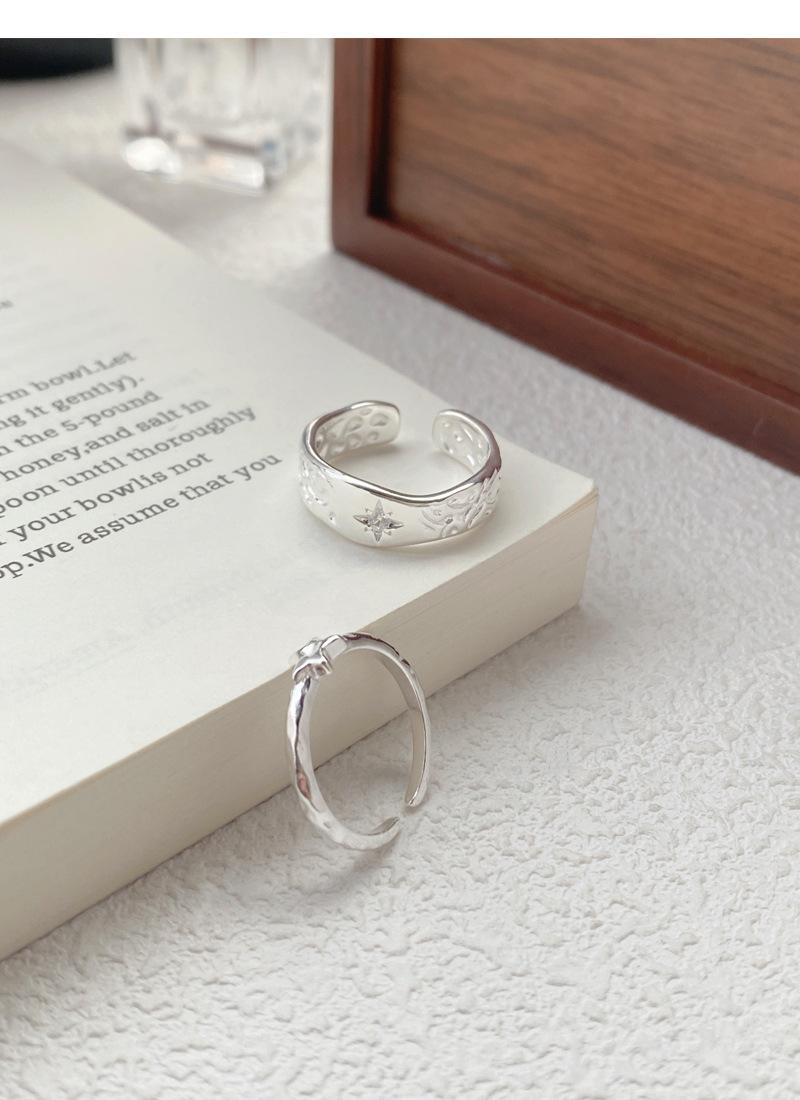 S925 Sterling Silver Irregular Texture Finger Ring for Women - 491(45%)