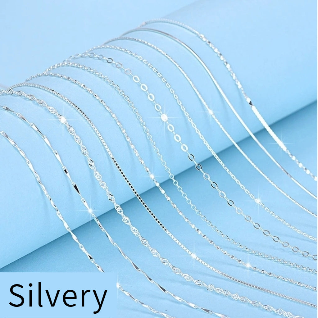 S925 sterling silver necklace box chain ingot melon seeds water wave Starry Sky snake bone cross necklace