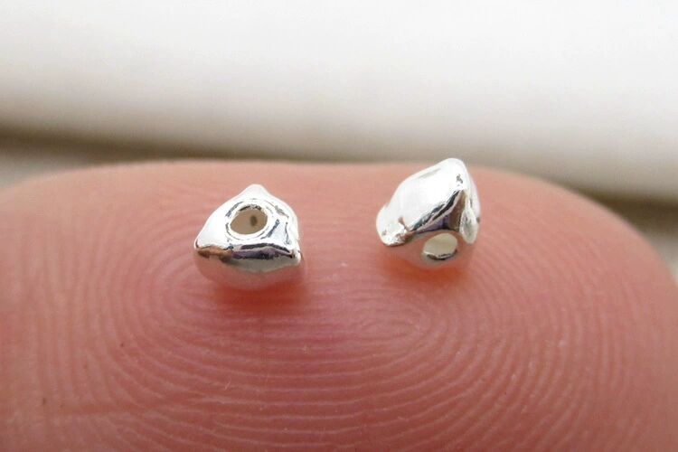 S925 Sterling Silver Triangle Bead for Jewelry Making(Style 1/Price of 2pcs)