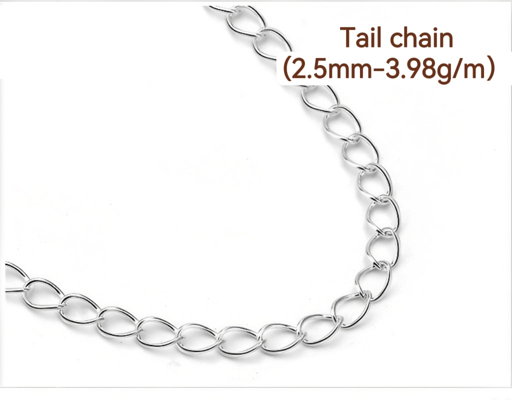 S925 Sterling Silver Chain For DIY Jewelry (Semi-finished，Length 1 m/About 3.28 ft)