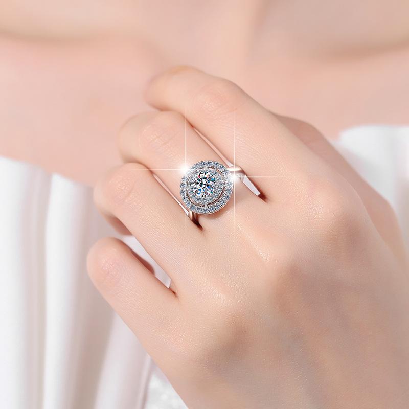 S925 Sterling Silver Ring Sunflower  Synthetic Moissanite fashion jewelry accessory woman girl promise ring-251(35%)