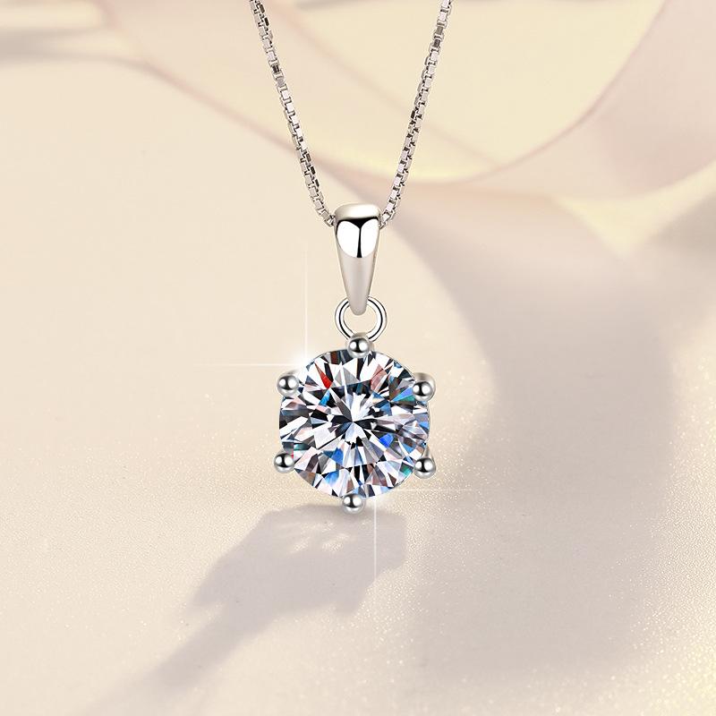 20. S925 Sterling Silver High Grade Synthetic Moissanite Pendant /1 carat /2 carat /3 carat/Six Claw/Certified Synthetic Moissanite/High Grade Of D Color E Cut VVS1 Clarity