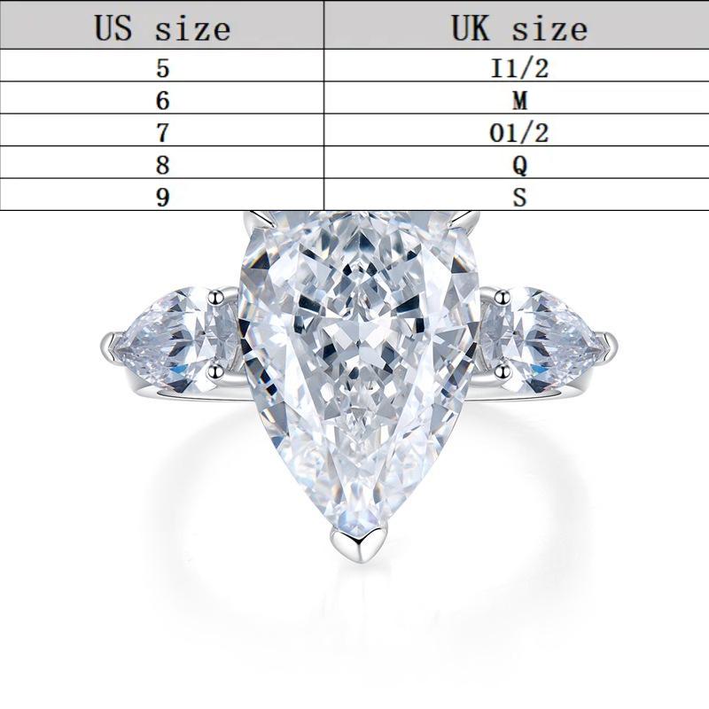 S925 sterling silver pear shape Ice Flower cut ring 11*17mm white/pink 8A cubic zirconia ring fashion jewelry accessory woman girl promise ring Springtok-284(35%)