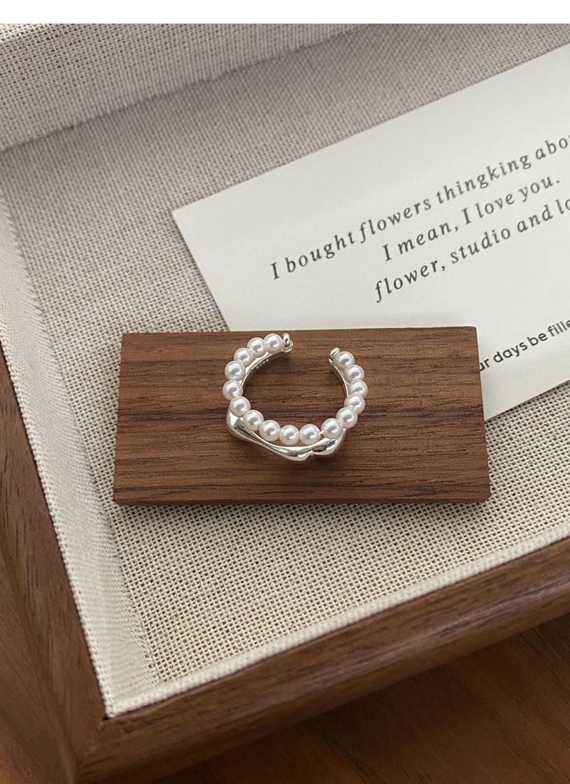 S925 Sterling Silver Double-Layer Pearl Ring for Women Switchable Index Finger Ring-512(45%)