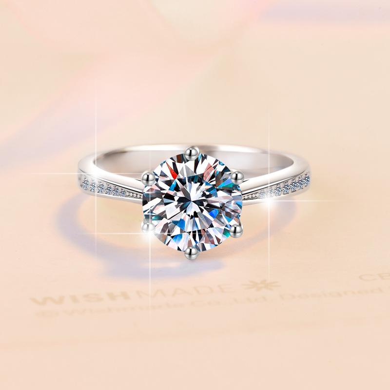 S925 Sterling Silver Six-claw Ring Synthetic Moissanite Ring 1Carat-286(35%)
