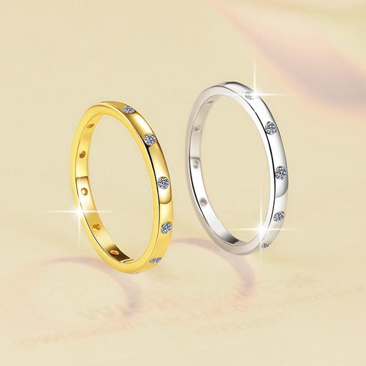 S925 Sterling Silver Full Band Ring Synthetic Moissanite Ring -568(35%)