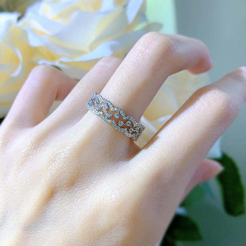 NO.092 S925 Sterling Silver Lace Ring 6A Cubic Zirconia Ring fashion jewelry accessory woman girl promise ring Springtok