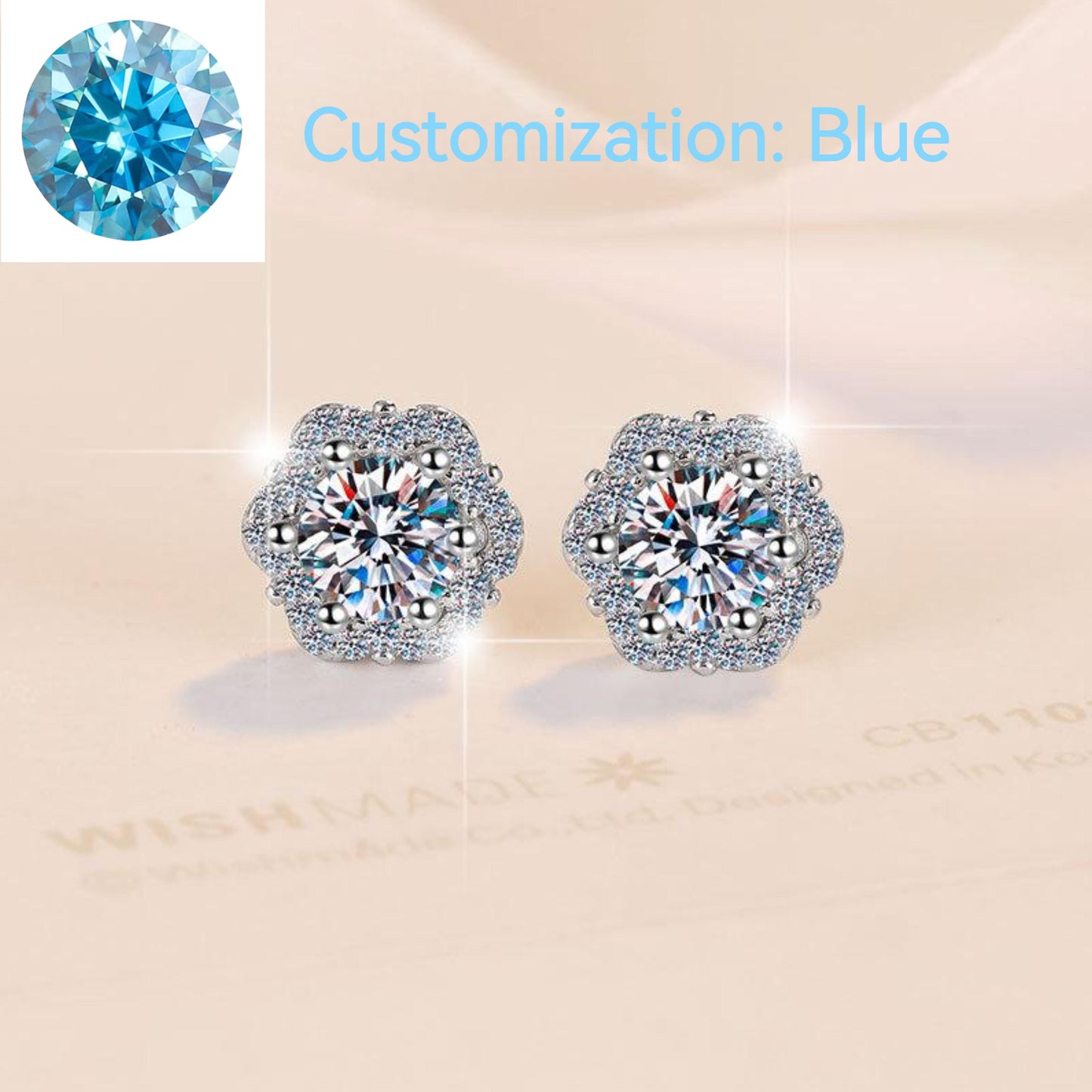 S925 Sterling Silver Little Flower Ear Stud Plum Blossom Synthetic Moissanite Earrings Daily Life Earrings(35%)-624